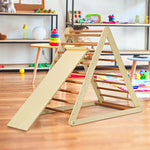 Foldable Wooden Climbing Triangle with Ramp & Ladder, Kids Indoor Climber Montessori Climbing Toys for Toddlers