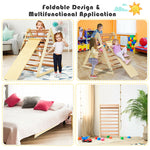 Foldable Wooden Climbing Triangle with Ramp & Ladder, Kids Indoor Climber Montessori Climbing Toys for Toddlers