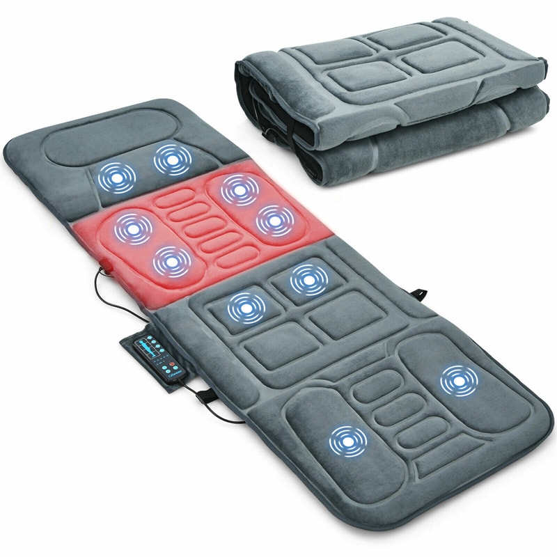 Foldable Heated Massage Pad Full Body Massage Mat Back Massage Chair with 10 Vibration Motors