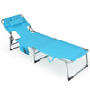 Folding Beach Lounge Chair 5-Position Adjustable Outdoor Tanning Chair with Pillow