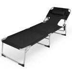 Folding Beach Lounge Chair 5-Position Adjustable Outdoor Tanning Chair with Pillow