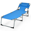 Folding Beach Lounge Chair 5-Position Adjustable Outdoor Tanning Chair with Pillow