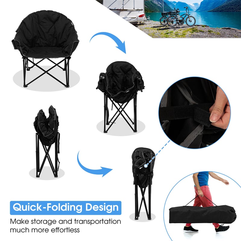 Folding Camping Moon Padded Chair with Carry Bag