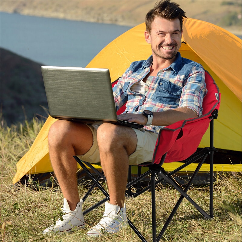 Folding Camping Moon Padded Chair with Carry Bag