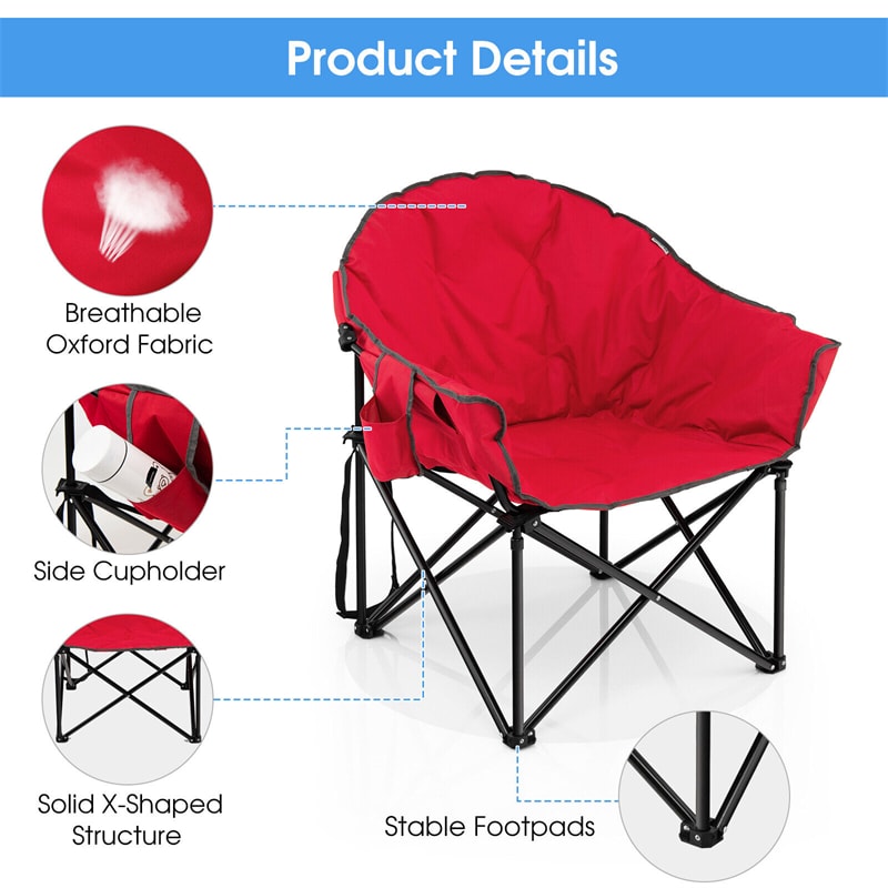 Folding Camping Moon Padded Chair with Carry Bag