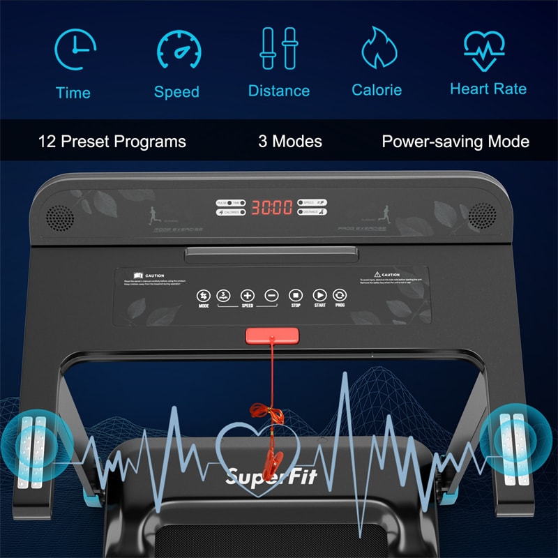 Folding Treadmill Superfit Compact Walking Running Machine with Smart APP Control & Bluetooth Speaker