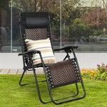 Folding Patio Rattan Zero Gravity Lounge Chair Recliner