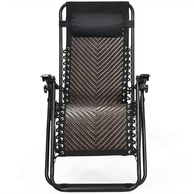 Folding Patio Rattan Zero Gravity Lounge Chair Recliner