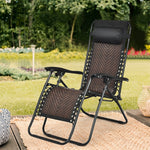 Folding Patio Rattan Zero Gravity Lounge Chair Recliner