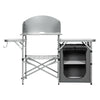 Portable Camping Kitchen Aluminum Outdoor Cooking Table Folding Grill Table 26'' Tabletop with Storage, Detachable Windscreen & Carry Bag