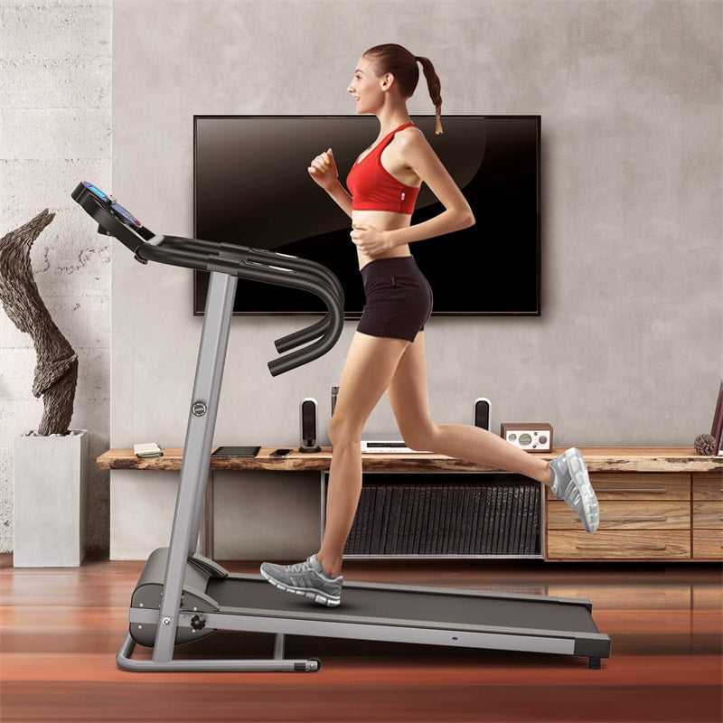 1100W Folding Treadmill Compact Motorized Running Jogging Machine Easy Assembly Electric Walking Machine with LCD Monitor & Heart Rate Sensor