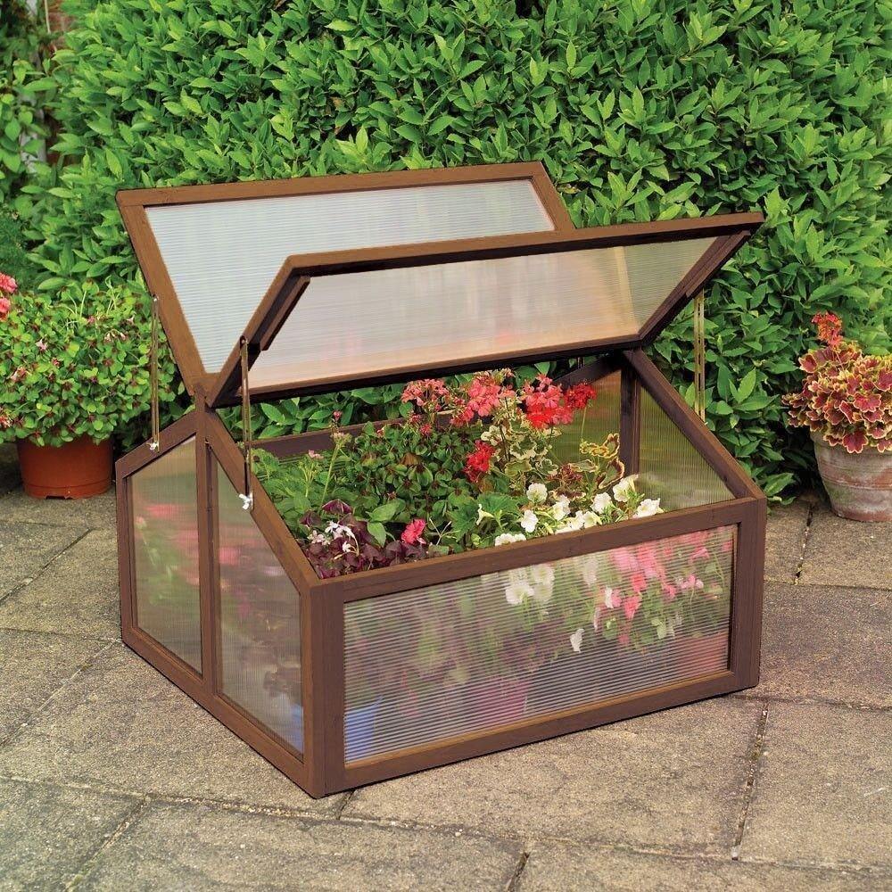 Garden Portable Wooden Cold Frame Greenhouse with Double Box - Bestoutdor