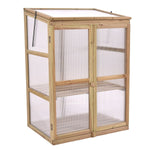 Cold Frame Portable Wooden Greenhouse Outdoor Indoor 3-Tier Raised Flower Planter Protection with Transparent Openable Roof & Double Doors