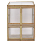 Cold Frame Portable Wooden Greenhouse Outdoor Indoor 3-Tier Raised Flower Planter Protection with Transparent Openable Roof & Double Doors