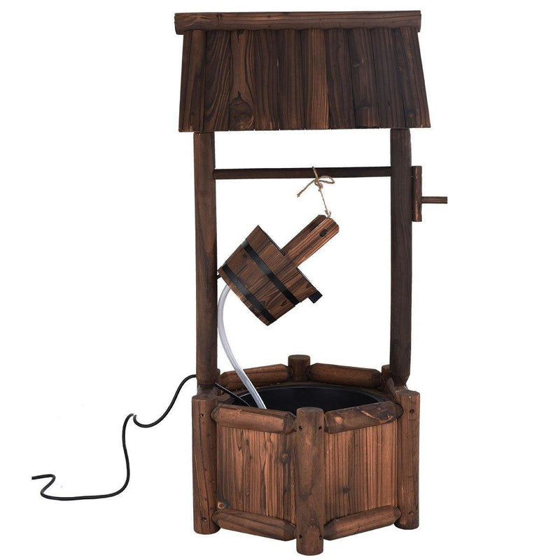 Garden Wooden Wishing Well Water Fountain with Electric Pump - Bestoutdor