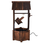 Garden Wooden Wishing Well Water Fountain with Electric Pump - Bestoutdor