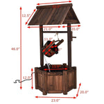 Garden Wooden Wishing Well Water Fountain with Electric Pump - Bestoutdor