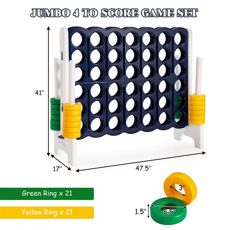 Jumbo 4-to-Score Giant Game Set 4-in-A-Row Lawn Game Set Large Yard Connect 4 Game for Outdoor Indoor Kids Adults Family Fun