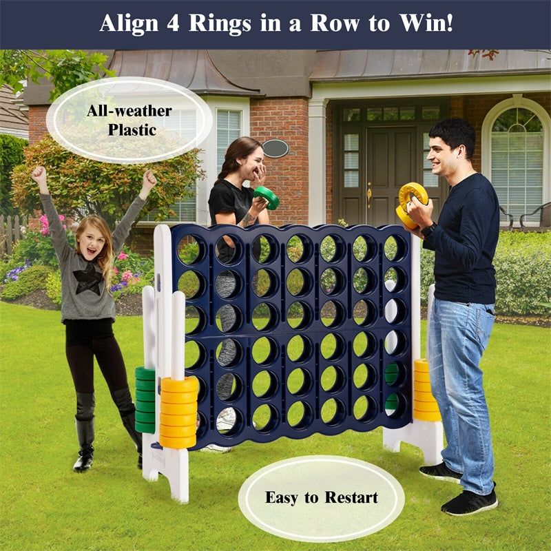 Jumbo 4-to-Score Giant Game Set 4-in-A-Row Lawn Game Set Large Yard Connect 4 Game for Outdoor Indoor Kids Adults Family Fun