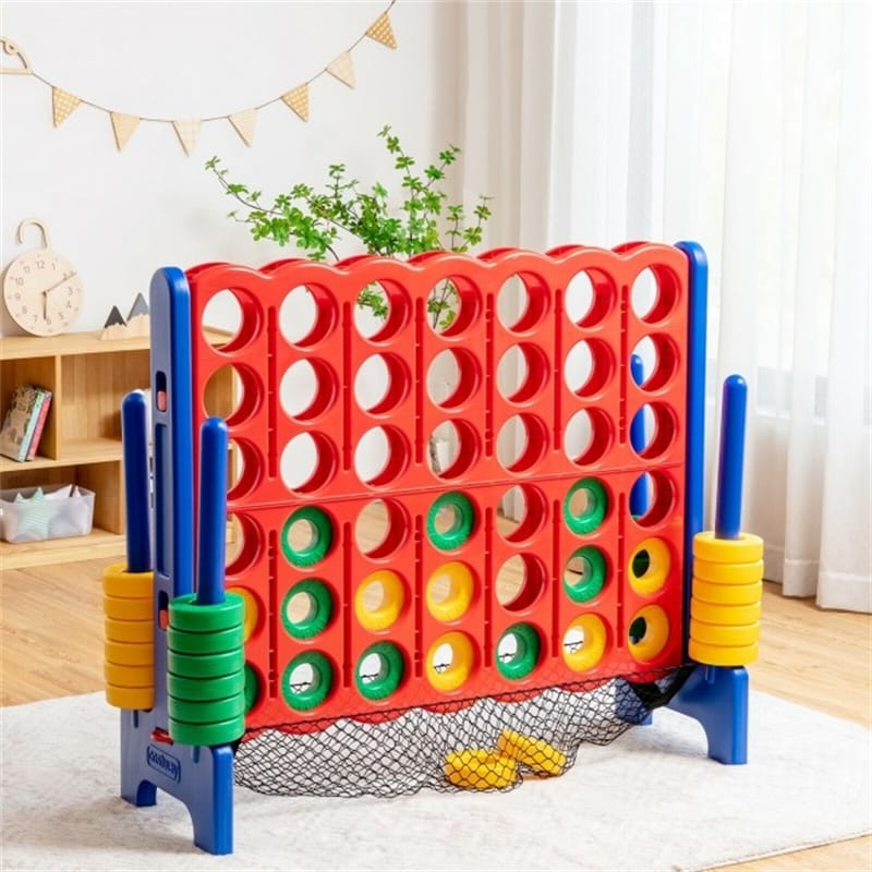 Giant 4-to-Score Game Set 4-in-A-Row Jumbo Game Set with 42 Chess Pieces & Net Storage