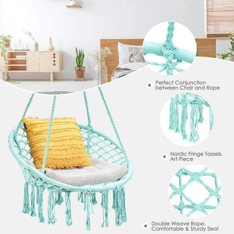 Cotton Rope Hanging Macrame Swing Chair - Bestoutdor