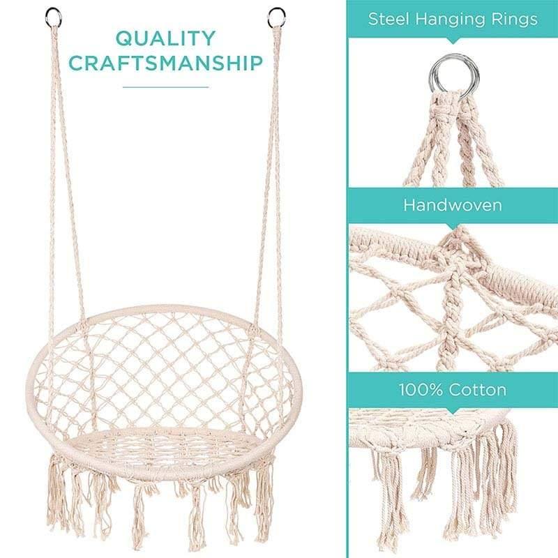 Cotton Rope Hanging Macrame Swing Chair - Bestoutdor