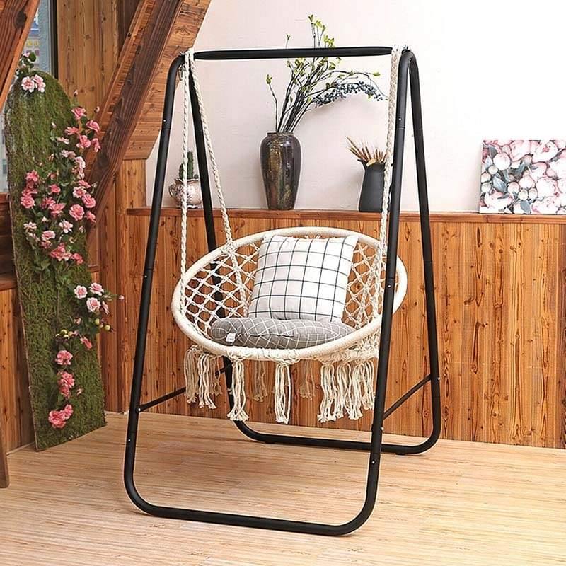 Cotton Rope Hanging Macrame Swing Chair - Bestoutdor