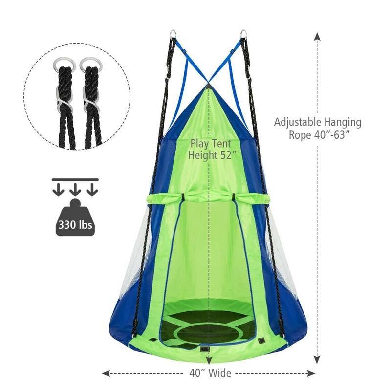 40'' Kids Hanging Chair Swing Tent Set - Bestoutdor