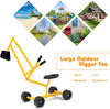 Heavy Duty Kids Ride-on Sand Digger Digging Scooper Excavator Sandbox Digger Toy with Wheels & 360° Swivel Seat