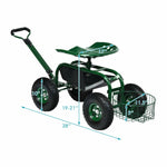 Heavy Duty Rolling Garden Cart 4-Wheel Garden Scooter with 360 Swivel Seat & Extendable Steer Handle