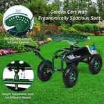 Heavy Duty Rolling Garden Cart 4-Wheel Garden Scooter with 360 Swivel Seat & Extendable Steer Handle