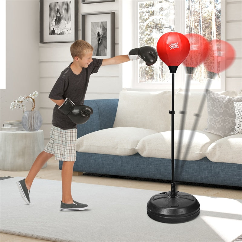 Height Adjustable Punching Bag Boxing Set with Stand and Boxing Gloves for Adults & Kids