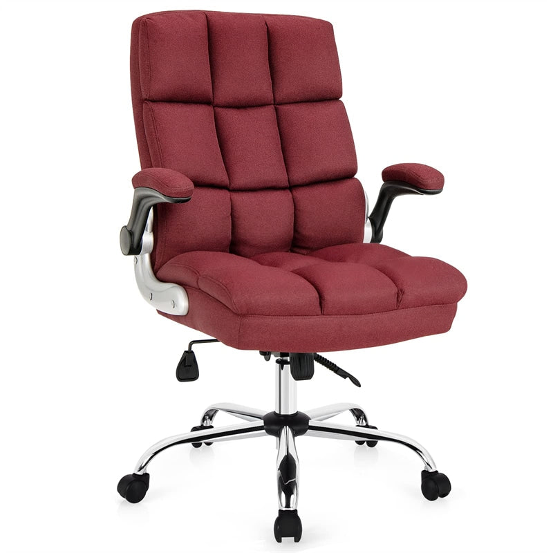 Ergonomic Office Chair Big & Tall Executive Chair Adjustable Height Desk Chair Swivel Upholstered Chair with Flip-up Arm & Thick Padding