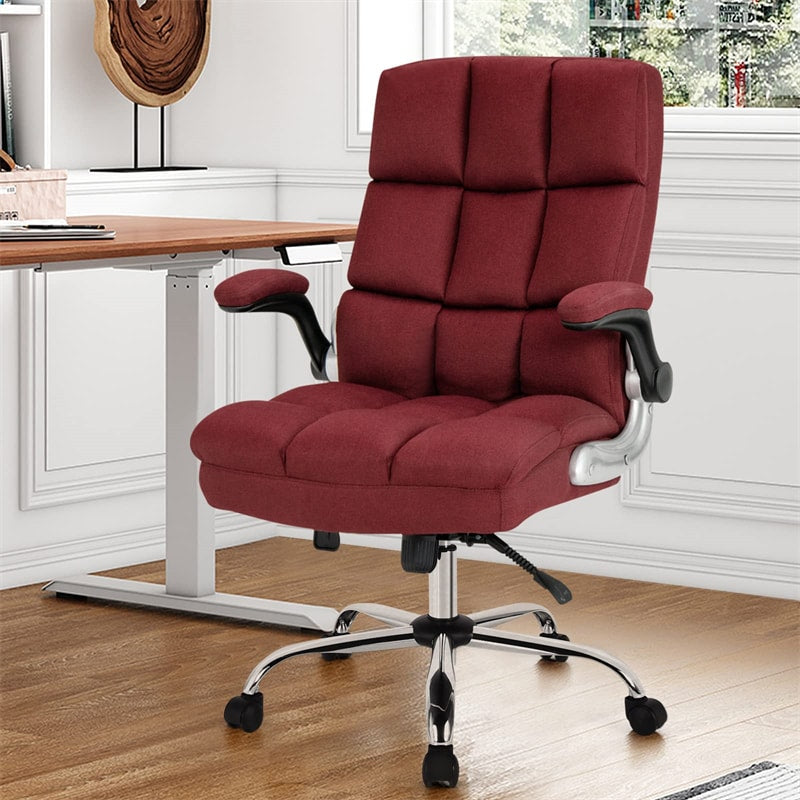 Ergonomic Office Chair Big & Tall Executive Chair Adjustable Height Desk Chair Swivel Upholstered Chair with Flip-up Arm & Thick Padding