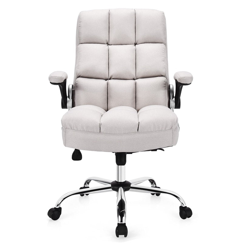 Ergonomic Office Chair Big & Tall Executive Chair Adjustable Height Desk Chair Swivel Upholstered Chair with Flip-up Arm & Thick Padding