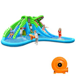 Inflatable Water Slide Crocodile Mighty Bounce House Water Park with Splash Pool & 780W Blower for Kids Backyard Family Fun