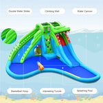 Inflatable Water Slide Crocodile Mighty Bounce House Water Park with Splash Pool & 780W Blower for Kids Backyard Family Fun