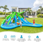 Inflatable Water Slide Crocodile Mighty Bounce House Water Park with Splash Pool & 780W Blower for Kids Backyard Family Fun