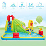 7-in-1 Inflatable Water Slide Kids Splash Pool Bounce House Mega Waterslide Park with 480W Blower for Backyard Family Fun