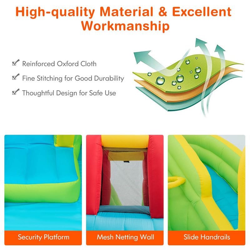 7-in-1 Inflatable Water Slide Kids Splash Pool Bounce House Mega Waterslide Park for Indoor Outdoor Fun without Blower