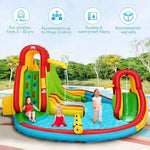 Inflatable Water Slide Bounce House with Climbing Wall and Pool - Bestoutdor