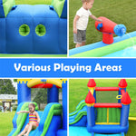 Inflatable Bounce House Water Slide Bouncy Castle Splash Pool Water Cannon with 580W Air Blower