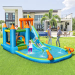 Inflatable Water Slide Bounce House 8-in-1 Kids Waterslide Splash Pool Water Park with Ball Pit for Outdoor Indoor Party Gifts, without Blower