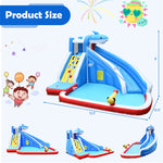 Inflatable Water Slide, Shark Themed Bounce House Waterslide Park with 750W Blower, Long Slide, Climbing, Splash Pool for Kids Backyard Outdoor Fun