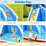 Inflatable Water Slide Shark Themed Bounce House Waterslide Park with 750W Blower, Long Slide, Climbing, Splash Pool for Kids Backyard Outdoor Fun