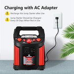 Portable Jump Starter 1500 Amp Car Battery Charger 180 PSI Air Compressor Power Bank Charger with 2 USB Ports Smart Clamps & LED Flashlight