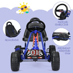 Kids Pedal Go Kart 4 Wheel Pedal Powered Ride On Car Toy with Adjustable Seat & Steering Wheels