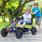 Kids Pedal Go Kart 4 Wheel Pedal Powered Ride On Car Toy with Adjustable Seat & Steering Wheels