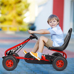 Kids Pedal Go Kart 4 Wheel Pedal Powered Ride On Car Toy with Adjustable Seat & Steering Wheels