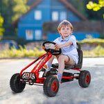 Kids Pedal Go Kart 4 Wheel Pedal Powered Ride On Car Toy with Adjustable Seat & Steering Wheels